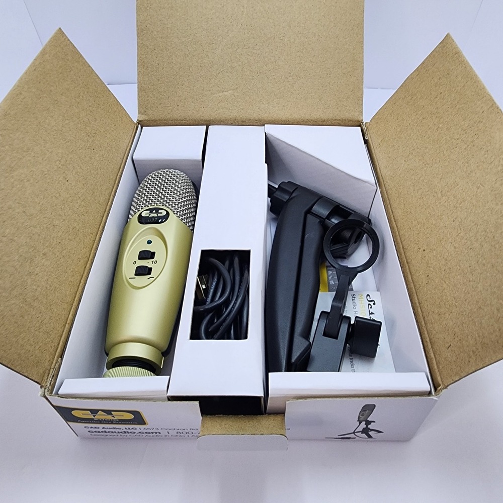 CAD U37 USB Condenser Microphone Champagne Studio Recording Mic w/ Stand - Picture 3 of 7